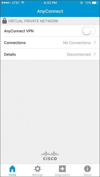 Image of Step 2 configuring the Anyconnect app