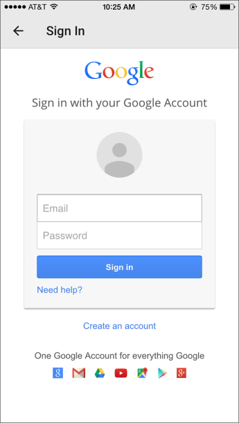 Screenshot google login step one