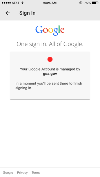 Screenshot of google login step two