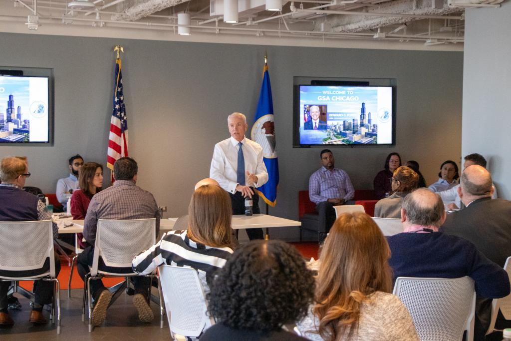 Administrator Forst speaks with employees in Chicago