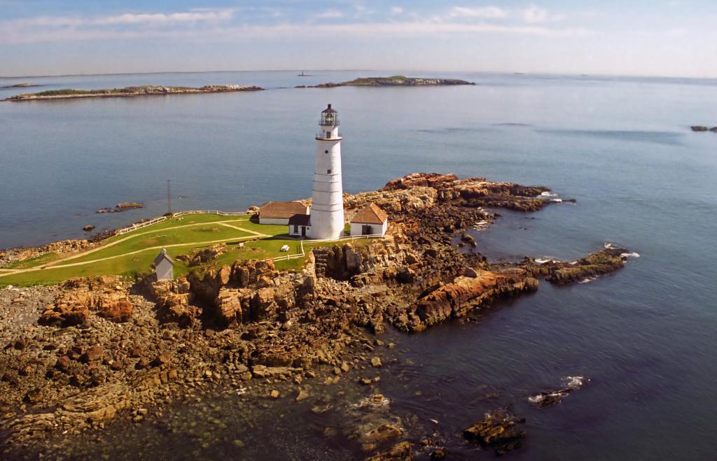 aerial photo of the Boston light