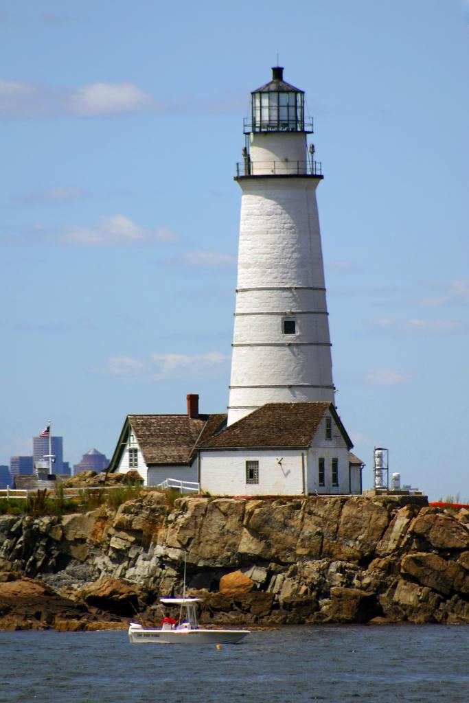 The lighthouse with the ocean in the forefront