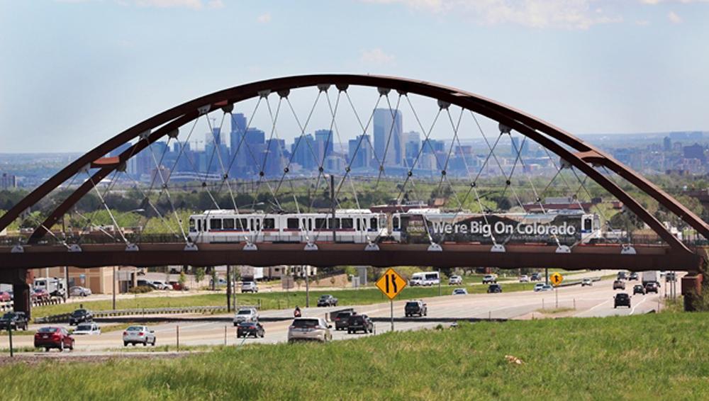 3 View from Property of rail bridge over 6th Avenue West Highway. Looking east towards downtown Denver.