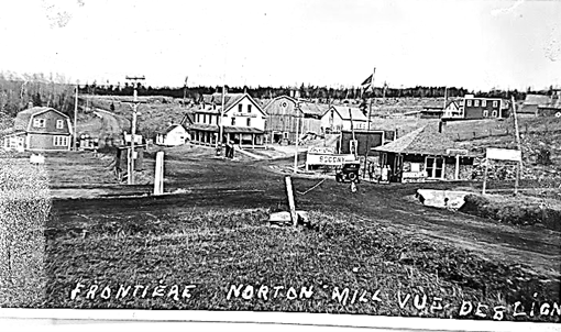Aerial view of Norton border crossing with the building on the right