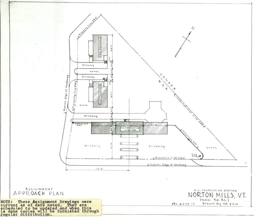1934 site plan for the norton border station