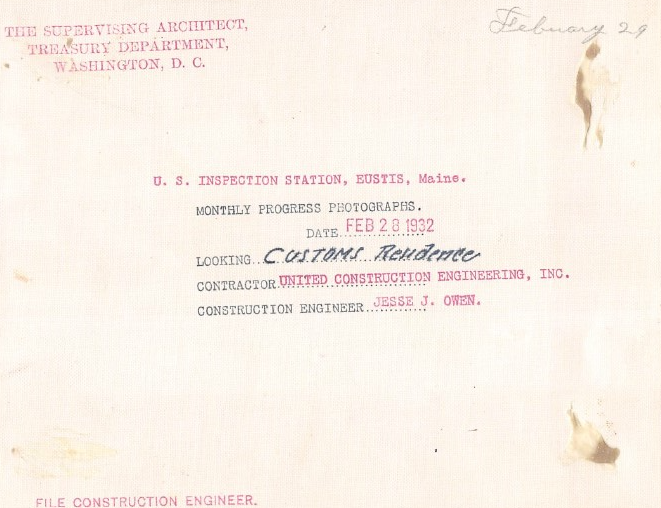 backside of the Eustis, ME postcard