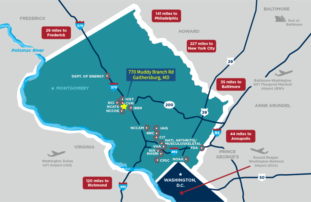 Map of large local employers in Washington metropolitan area