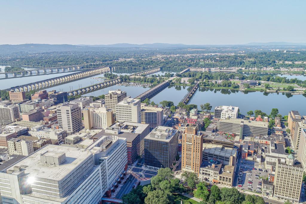 Aerial Ronald Reagan FB and Susquehanna River