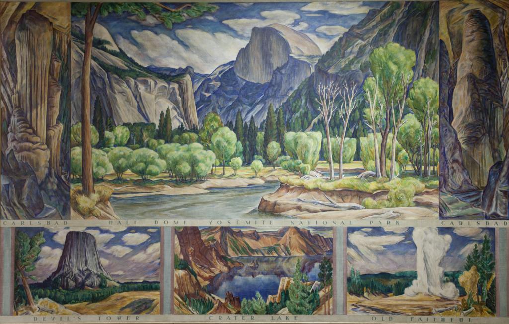 David McCosh, Themes of the National Parks (Yosemite National Park), oil on canvas, 1940.