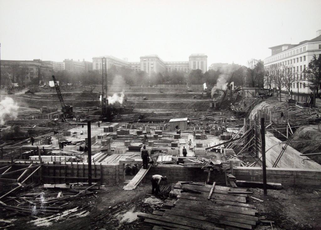 Construction of the building foundation, 1935.