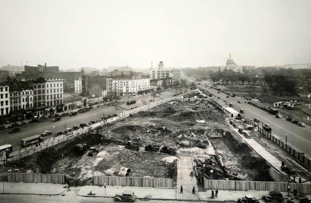 Construction of the FTC building foundation, c. 1936.