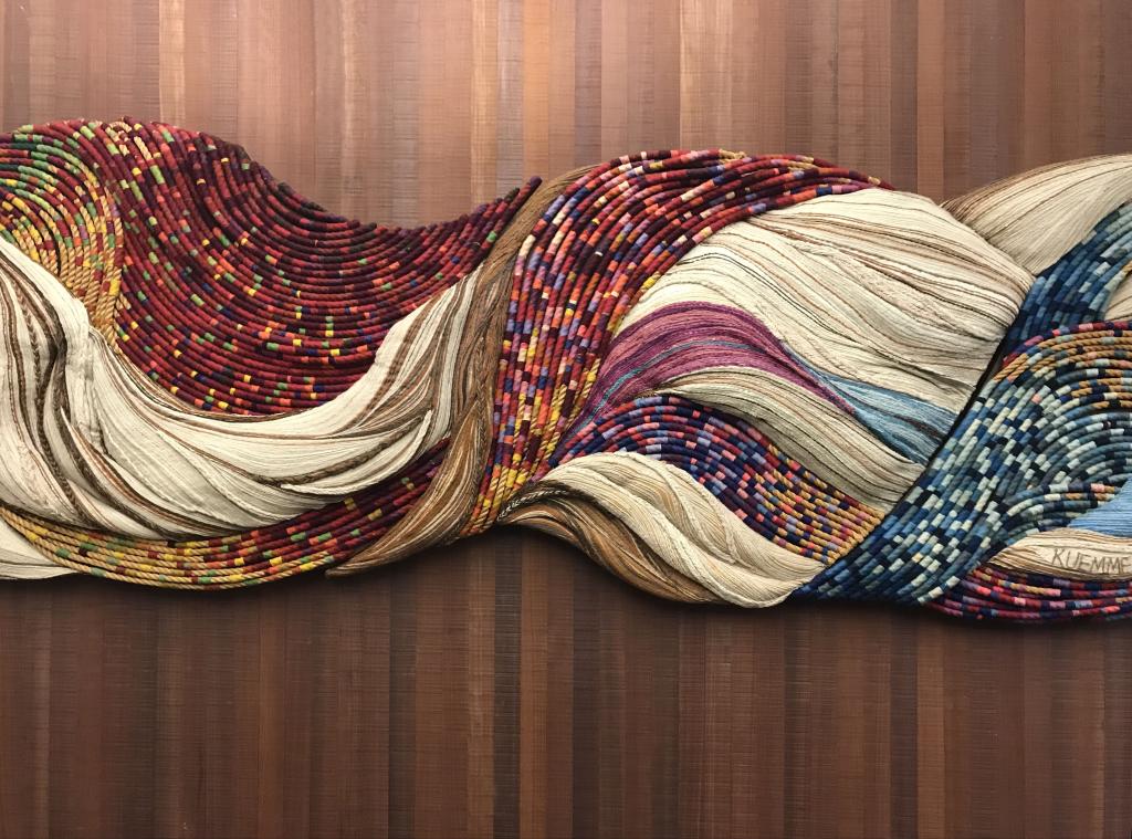 Janet Kuemmerlein. (b. 1932) Odyssey, 1976 Textile - Wool, jute, acrylic, cotton/polyester blend, and fiberfill Commissioned Under the Art-In-Architecture Program General Services Administration Frank Hagel Federal Office Building Richmond, California.