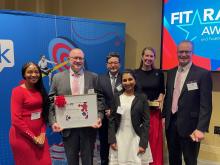 GSA's tech leadership is honored during the March 1 FITARA Awards and FedRamp Celebration on Capitol Hill in Washington, D.C. From left: Kailynn Cummings; Brian Conrad; Bo Berlas; Pranjali Desai; GSA Deputy Administrator Katy Kale and CIO Dave Shive.